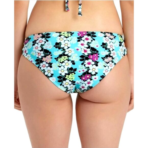 CALIFORNIA WAVES Bikini Bottom Strappy Hipster Cutout side Colorful Floral XS - Picture 6 of 9